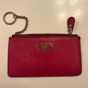 Salvatore Ferragamo Gancio Coin Purse in Dark Pink